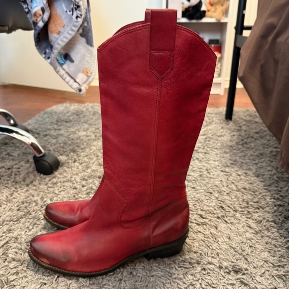Franco Sarto Red Leather Women's Boots - Picture 3 of 5